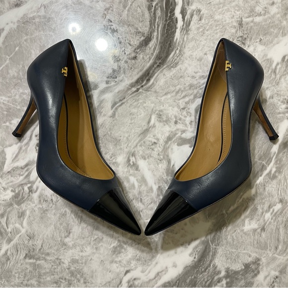 Tory Burch Shoes - Tory Burch Penelope 85MM Cap Toe Pump Heels Size US 6 Ink Navy Perfect Black